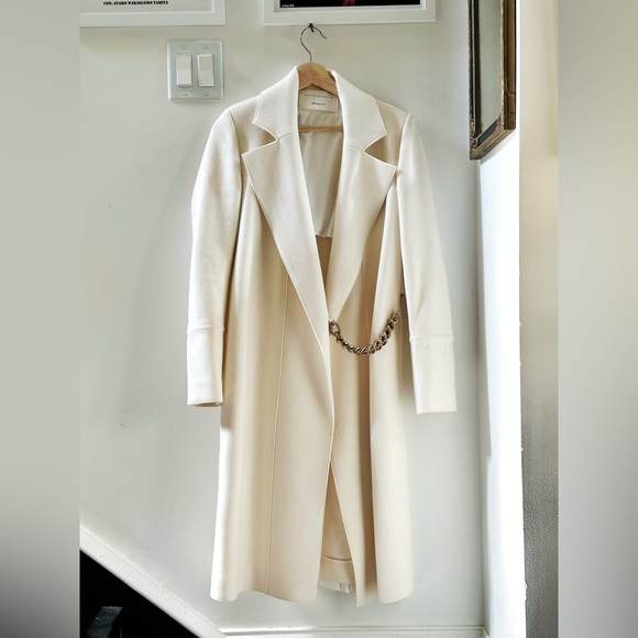 new Victoria Beckham White Wool + Silk Chain Coat - Picture 6 of 7